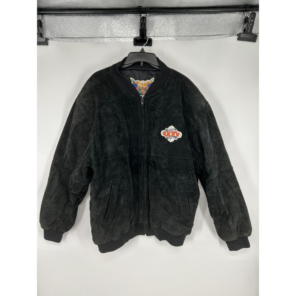 Vtg Jeff Hamilton NFL Super Bowl XXXV Bomber Jacket 2001 Suede Quilted Lined